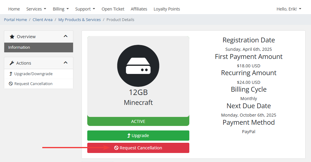 Request Cancellation