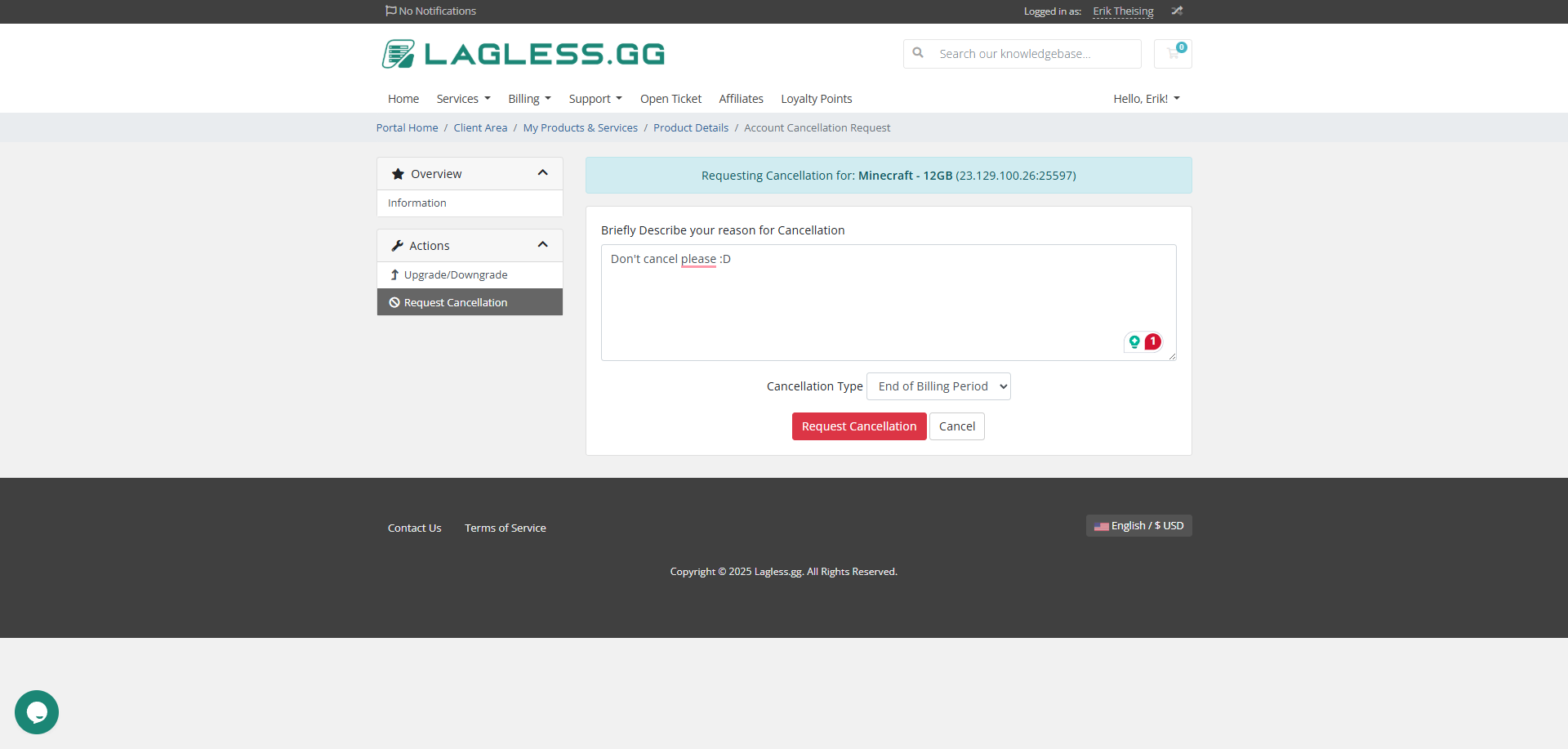 Request Cancellation